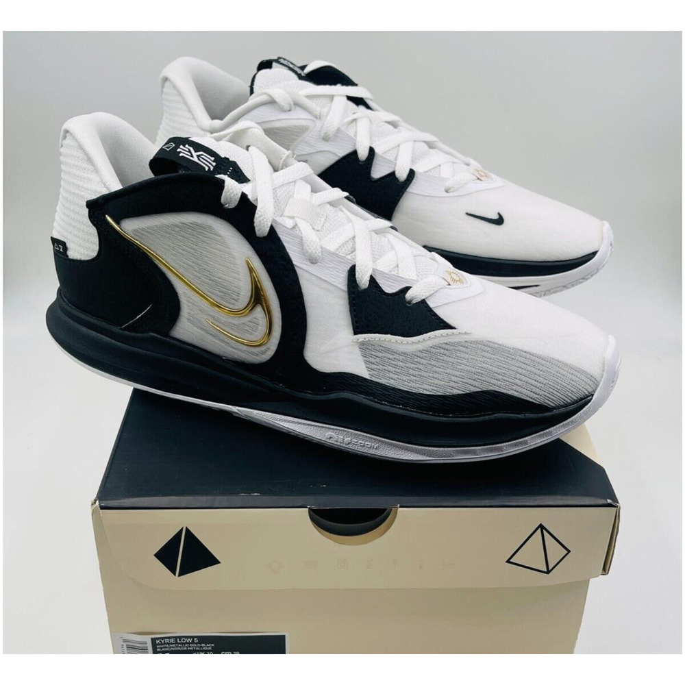 Nike Kyrie Low 5 Black White Gold Mens Basketball Shoes DJ6012 101 - SIZE 9.5